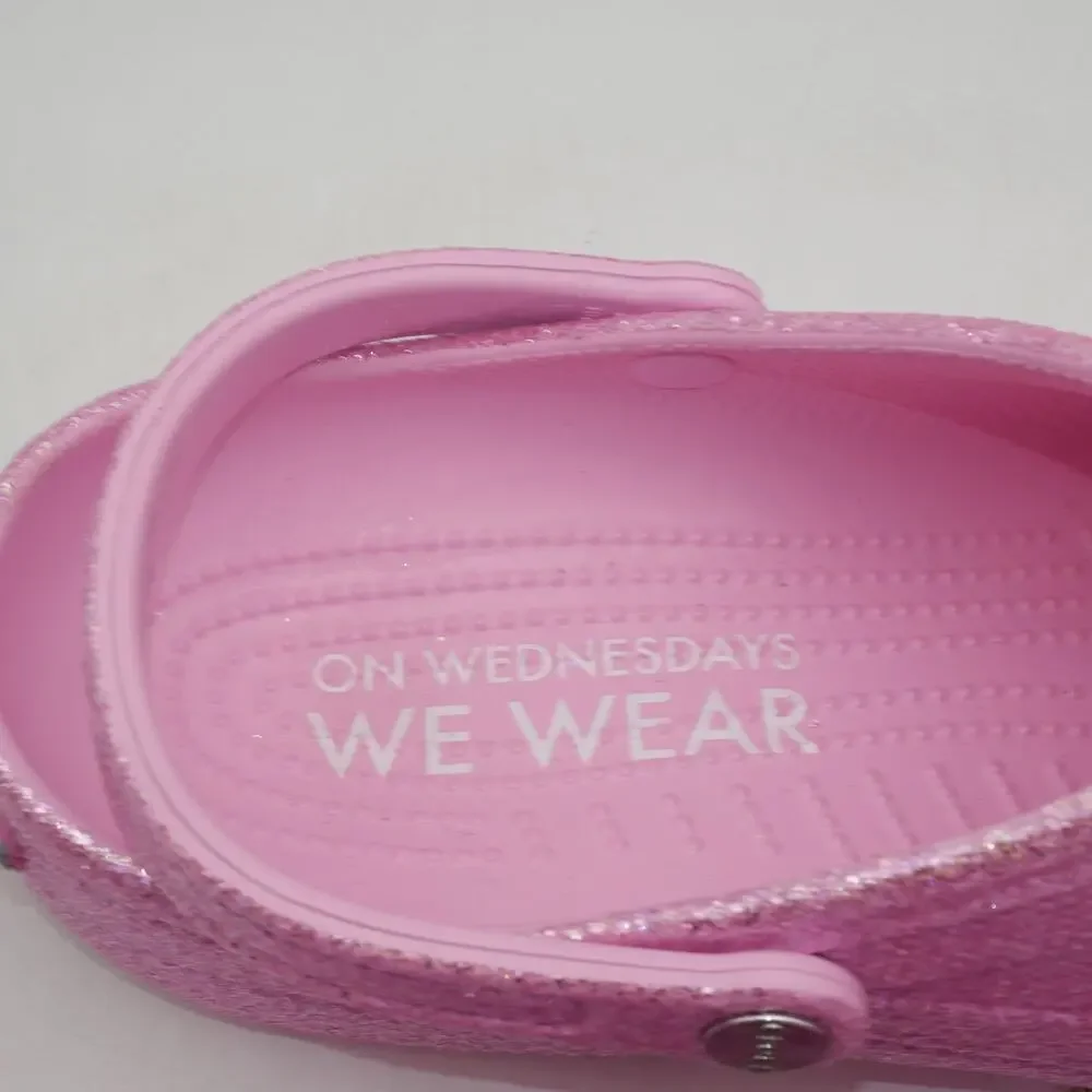 New Crocs Mean Girls Classic Clogs Sandals Pink Glitter Men's 12 Women's 14 - Picture 9 of 13